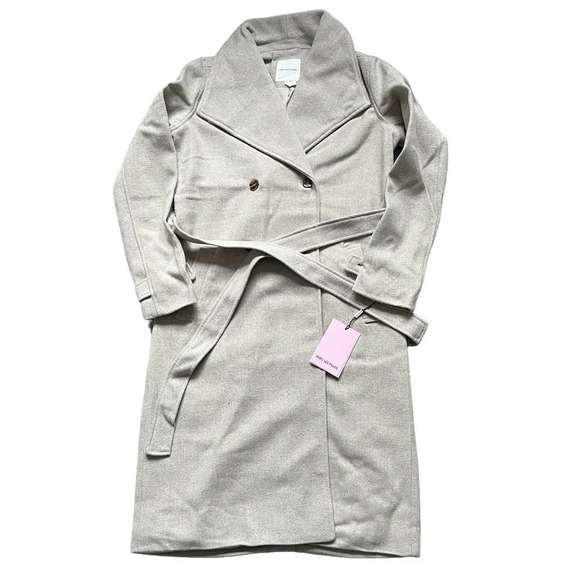 NWT Avec Les Filles Belted Wool Trench Coat Size M - Picture 5 of 10